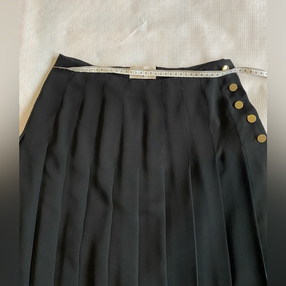 Lisa Ho Pleated Midi Maxi Skirt Lined Gold Button Detail Size 12 Career Evening - Picture 5 of 11